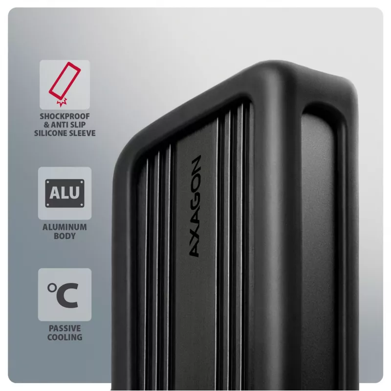 Axagon EEM2-40G USB-C 40Gbps M.2 NVMe SSD puzdro, ARMORED hliník