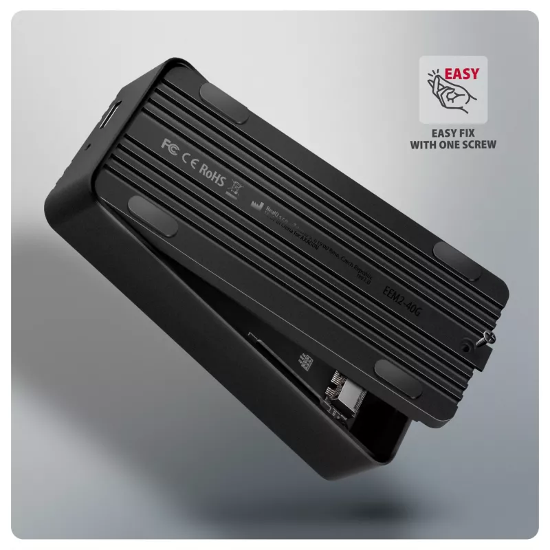 Axagon EEM2-40G USB-C 40Gbps M.2 NVMe SSD puzdro, ARMORED hliník