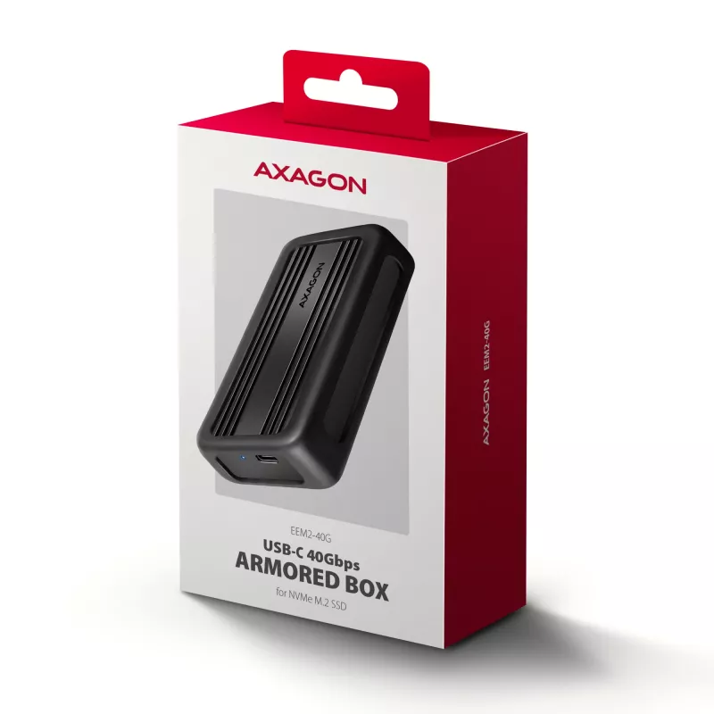 Axagon EEM2-40G USB-C 40Gbps M.2 NVMe SSD puzdro, ARMORED hliník