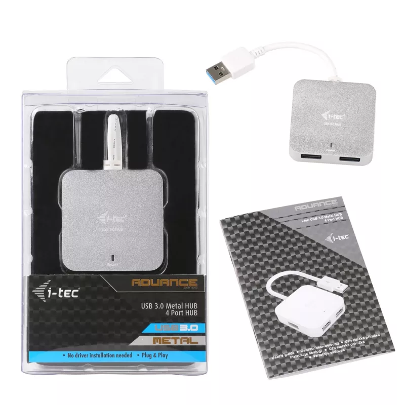 i-tec kovový USB 3.0 pasívny HUB 4 porty