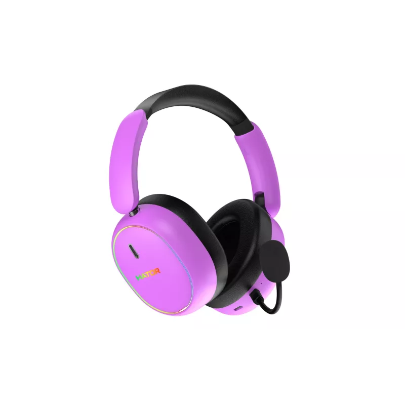 HATOR Phoenix 2 bezdrôtový headset káblový a bezdrôtový head-band gaming USB Type-C / USB Type-A Bluetooth fialový