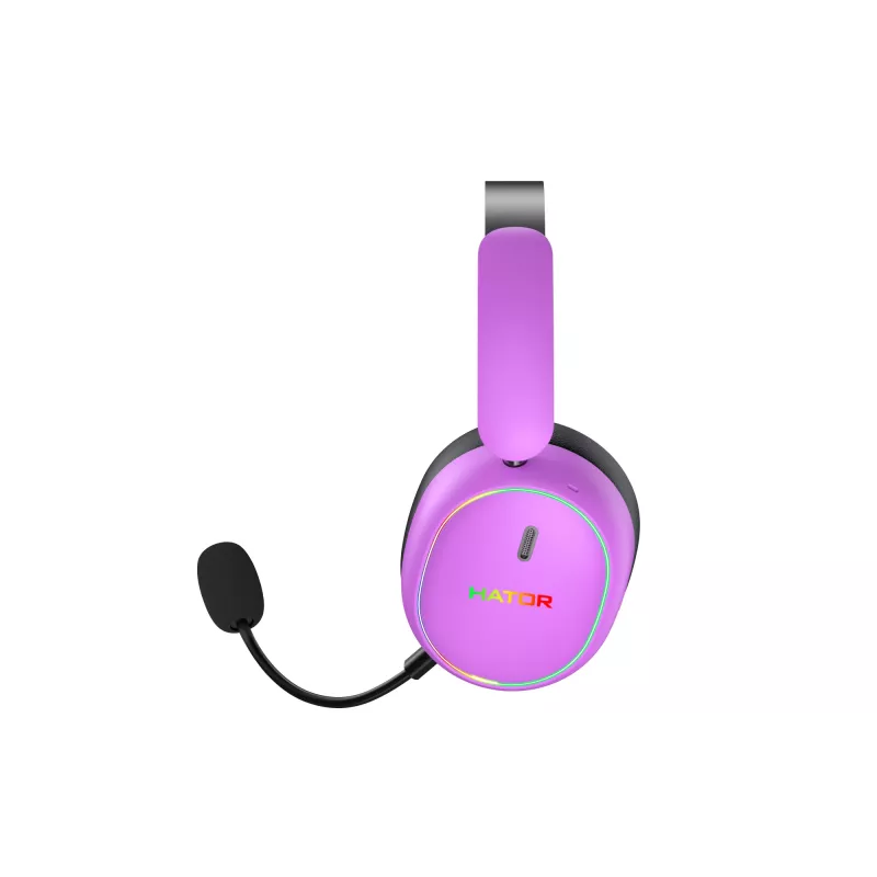 HATOR Phoenix 2 bezdrôtový headset káblový a bezdrôtový head-band gaming USB Type-C / USB Type-A Bluetooth fialový