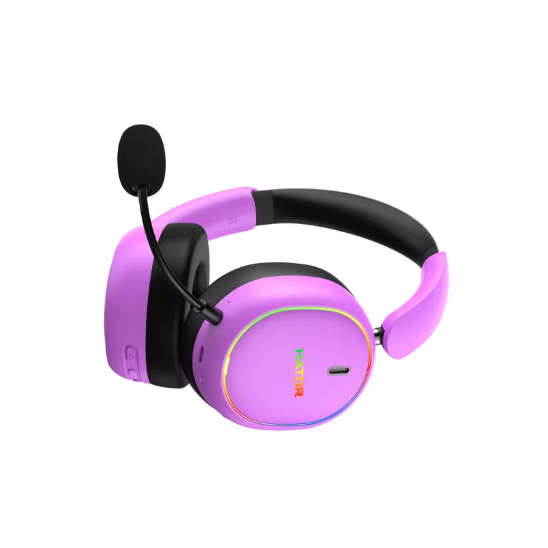 HATOR Phoenix 2 bezdrôtový headset káblový a bezdrôtový head-band gaming USB Type-C / USB Type-A Bluetooth fialový