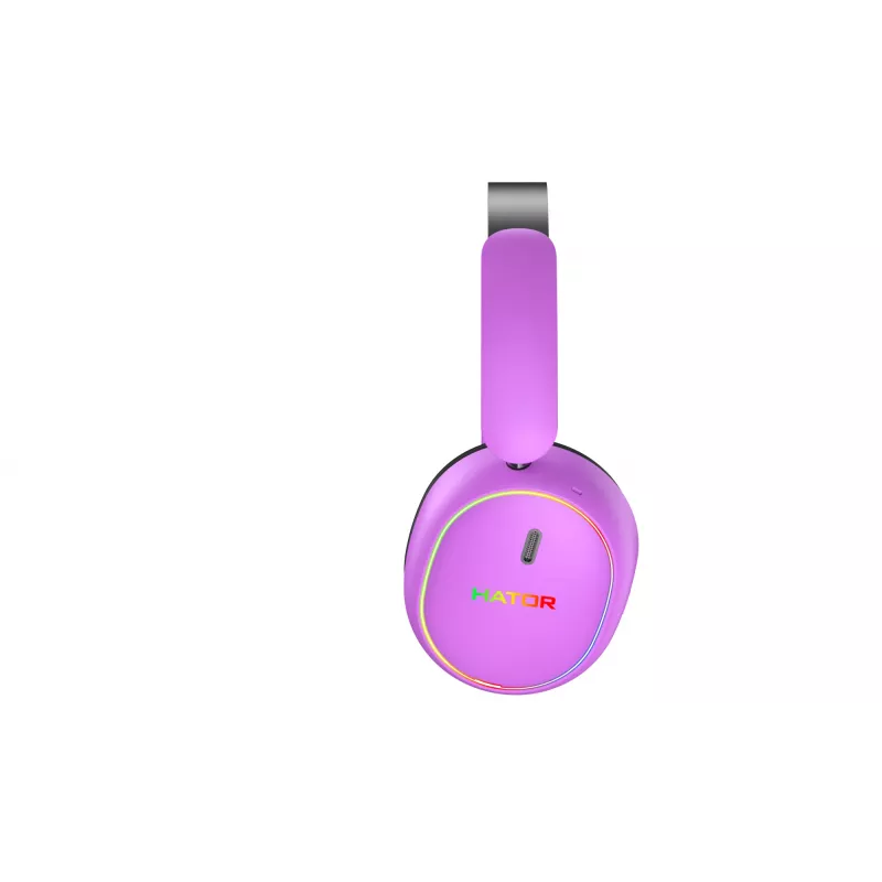 HATOR Phoenix 2 bezdrôtový headset káblový a bezdrôtový head-band gaming USB Type-C / USB Type-A Bluetooth fialový
