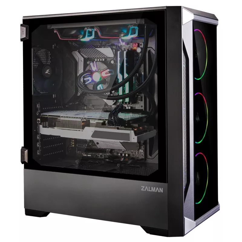 Zalman Z8 TG ATX Mid Tower PC skriňa, ARGB ventilátory x3, T/G Midi Tower čierna