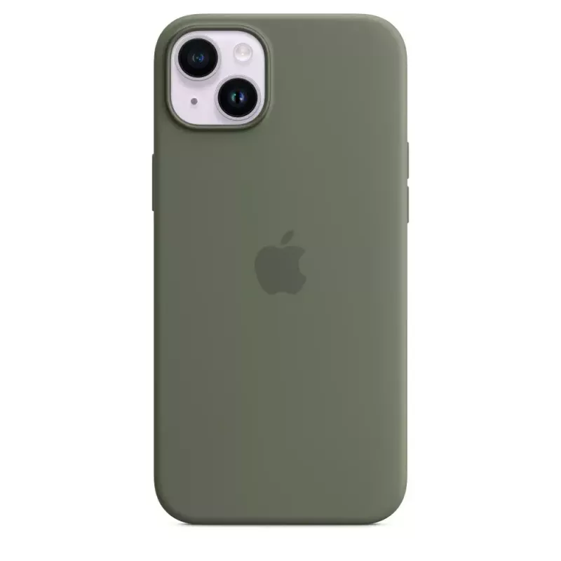 Puzdro Apple iPhone 14 Plus silikónové puzdro s MagSafe Oliv