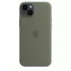 Puzdro Apple iPhone 14 Plus silikónové puzdro s MagSafe Oliv