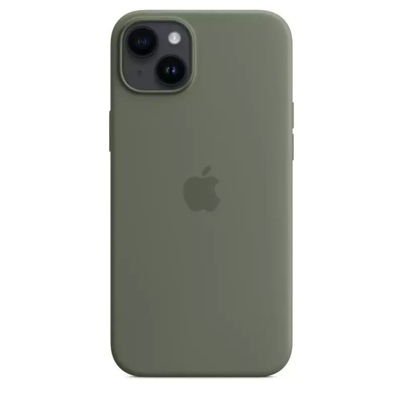 Puzdro Apple iPhone 14 Plus silikónové puzdro s MagSafe Oliv