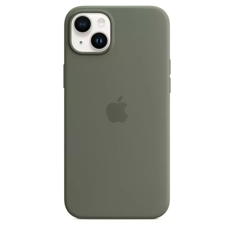 Puzdro Apple iPhone 14 Plus silikónové puzdro s MagSafe Oliv