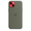 Puzdro Apple iPhone 14 Plus silikónové puzdro s MagSafe Oliv