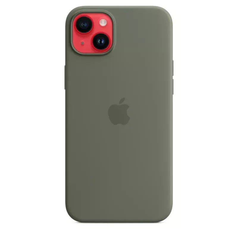 Puzdro Apple iPhone 14 Plus silikónové puzdro s MagSafe Oliv