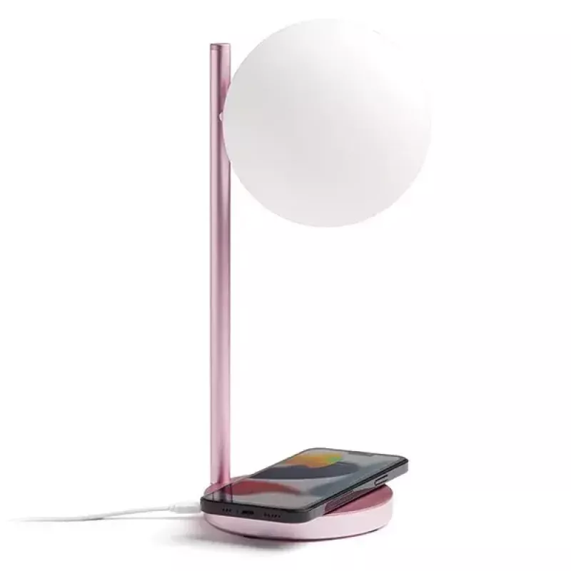 Stolná LED lampa Lexon Bubble Lamp LH70LP svetloružová 15W s bezdrôtovou nabíjačkou