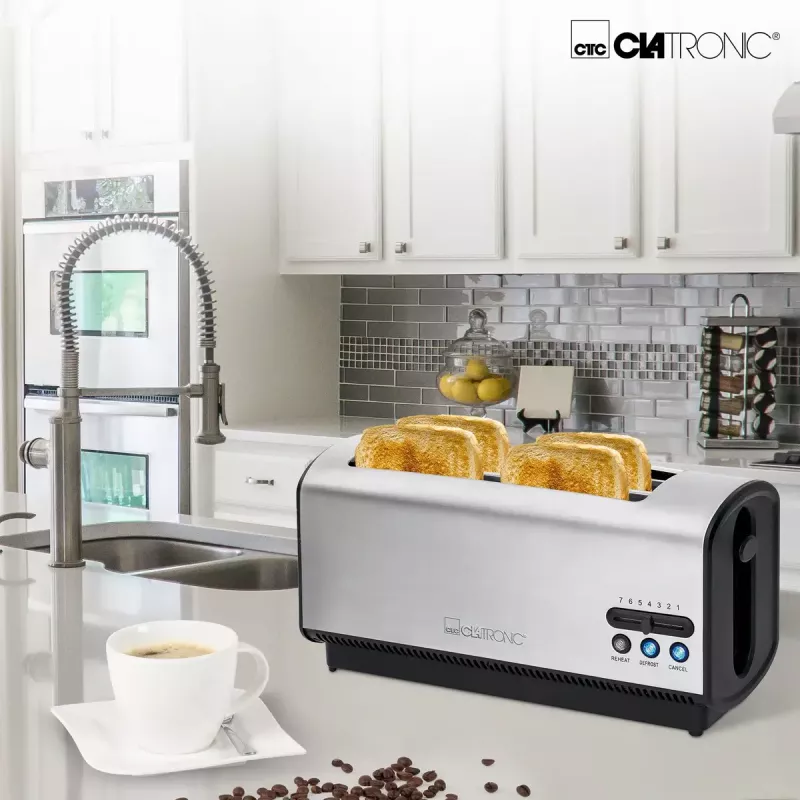 Hriankovač Clatronic TA 3687 4 plátky 1200 W čierna nehrdzavejúca oceľ