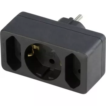 Prechodný konektor REV SCHWA 0512733777, 2-násobný ochranný kontakt, čierny