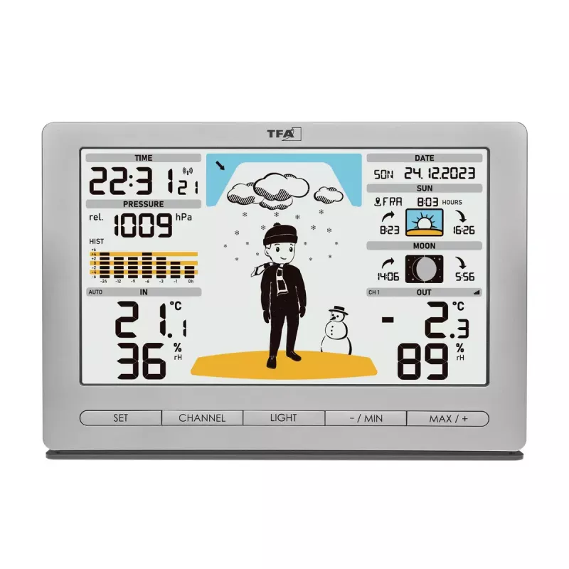 TFA-Dostmann Meteo Jack strieborný interiérový/vonkajší teplomer vlhkoměr barometer