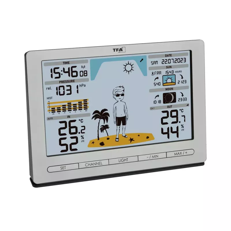 TFA-Dostmann Meteo Jack strieborný interiérový/vonkajší teplomer vlhkoměr barometer