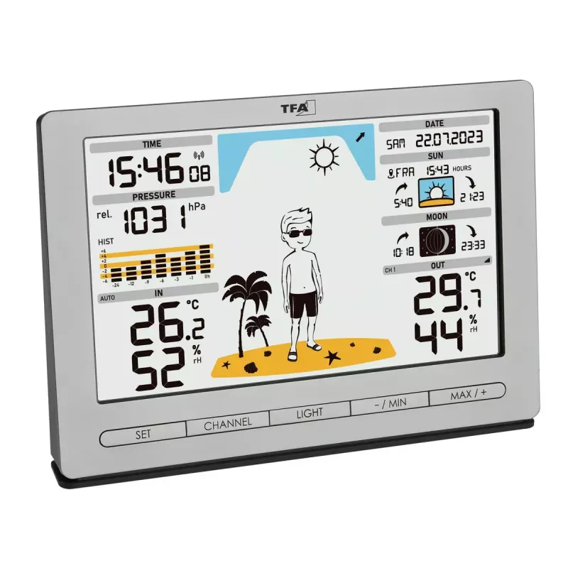 TFA-Dostmann Meteo Jack strieborný interiérový/vonkajší teplomer vlhkoměr barometer