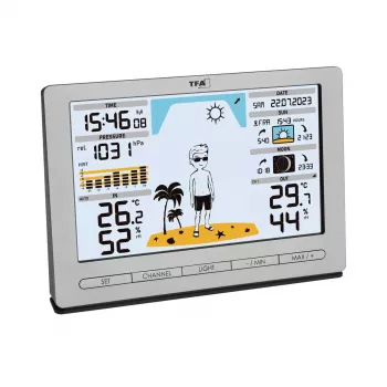 TFA-Dostmann Meteo Jack strieborný interiérový/vonkajší teplomer vlhkoměr barometer