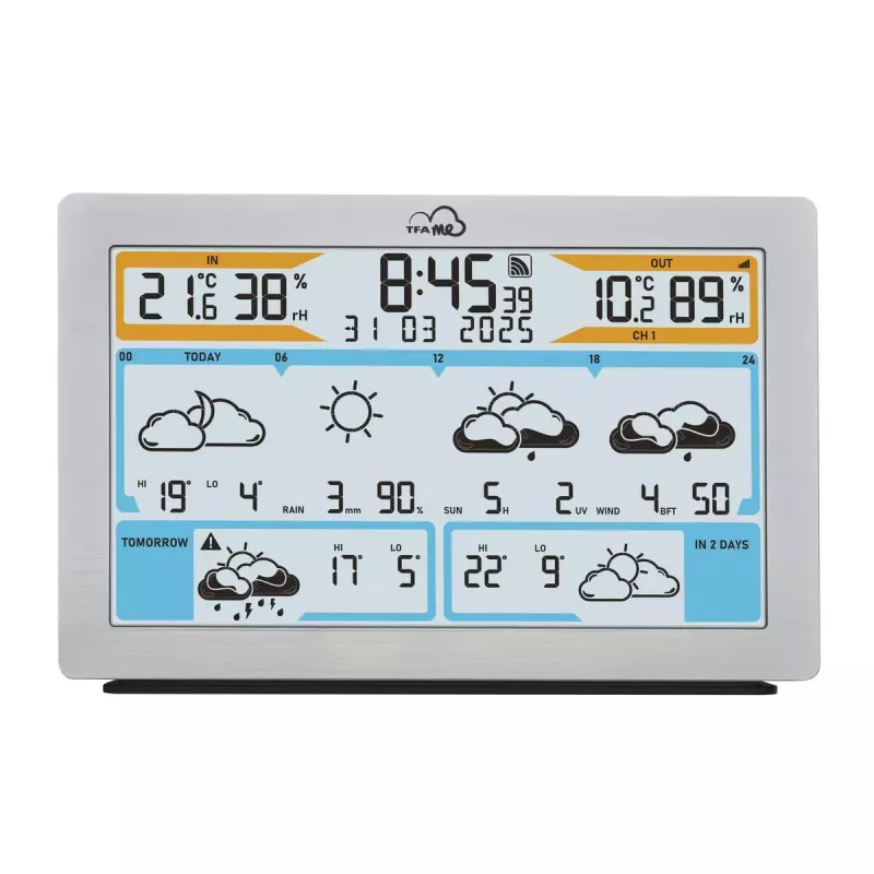 TFA-Dostmann TFA.me Silver LCD na batérie WLAN anemometer vlhkomer teplomer