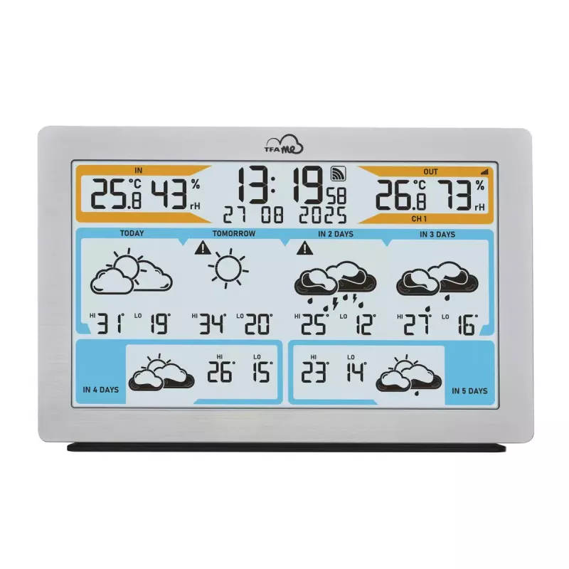 TFA-Dostmann TFA.me Silver LCD na batérie WLAN anemometer vlhkomer teplomer