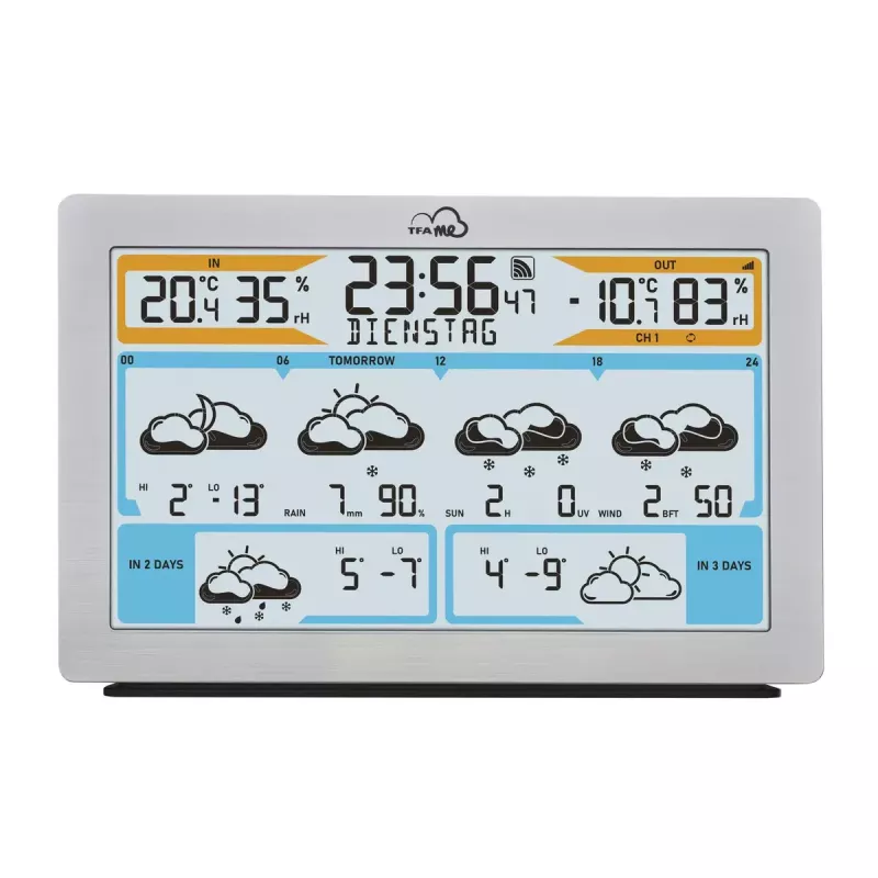 TFA-Dostmann TFA.me Silver LCD na batérie WLAN anemometer vlhkomer teplomer