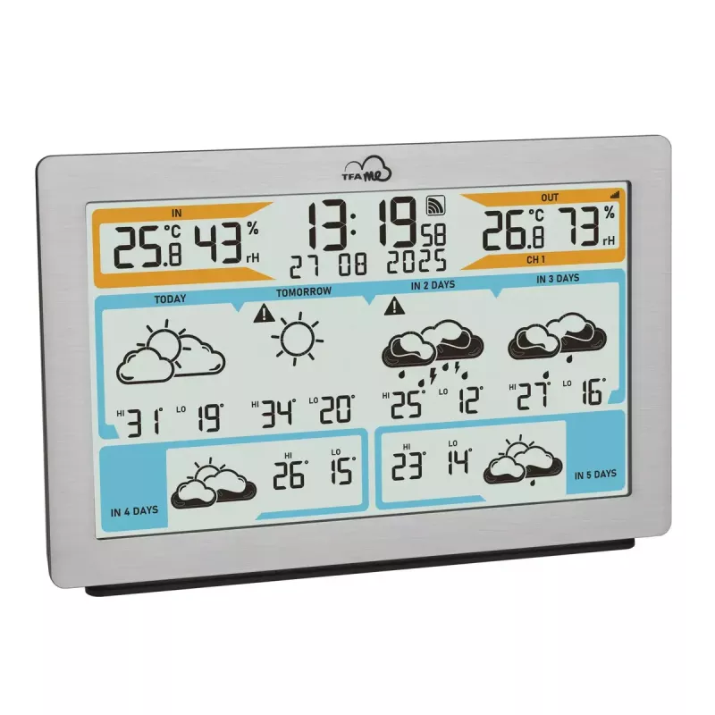 TFA-Dostmann TFA.me Silver LCD na batérie WLAN anemometer vlhkomer teplomer