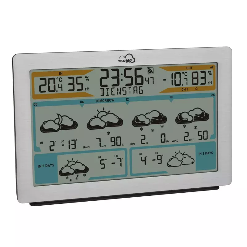 TFA-Dostmann TFA.me Silver LCD na batérie WLAN anemometer vlhkomer teplomer