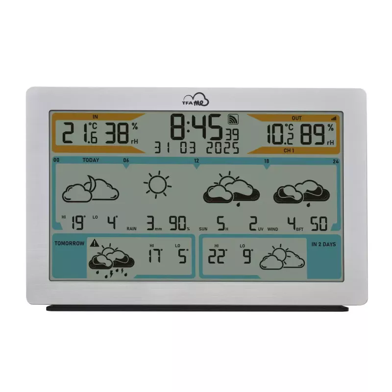 TFA-Dostmann TFA.me Silver LCD na batérie WLAN anemometer vlhkomer teplomer