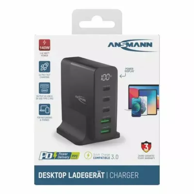 Interiérová nabíjačka Ansmann DC5140PD Universal čierna USB rýchlonabíjanie