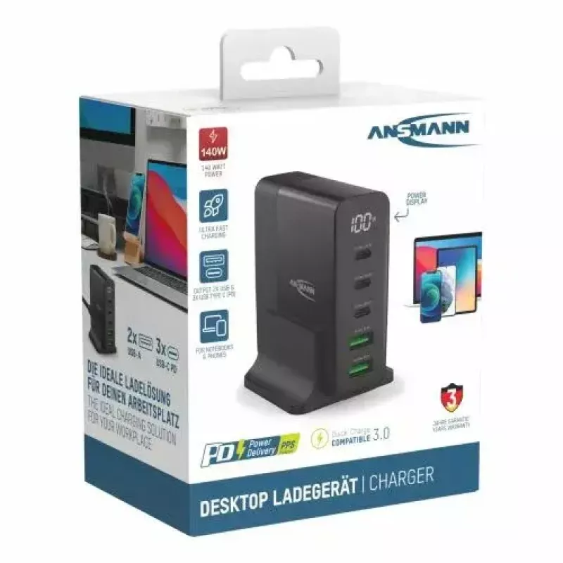 Interiérová nabíjačka Ansmann DC5140PD Universal čierna USB rýchlonabíjanie