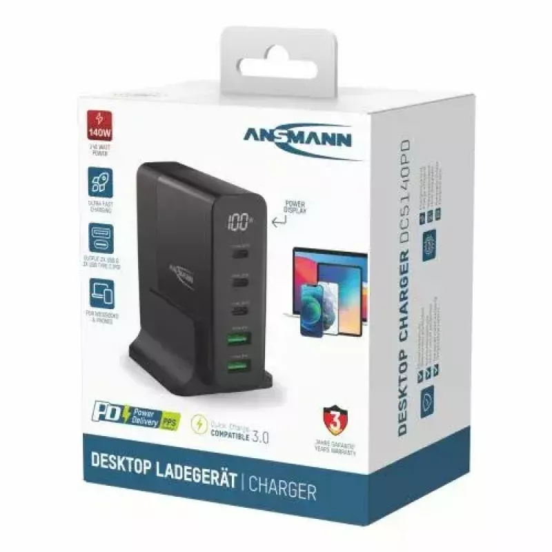 Interiérová nabíjačka Ansmann DC5140PD Universal čierna USB rýchlonabíjanie