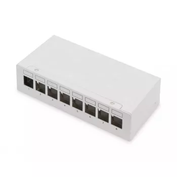 Patch panel DIGITUS desktop modulárny prázdny, tienený, 8-portový, oceľ, sivý, nástenná montáž