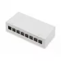 Patch panel DIGITUS desktop modulárny prázdny, tienený, 8-portový, oceľ, sivý, nástenná montáž