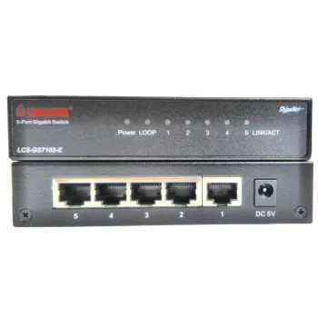 Nespravovaný sieťový switch Longshine LCS-GS7105-E — 5 x Gigabit RJ-45 portov, čierna