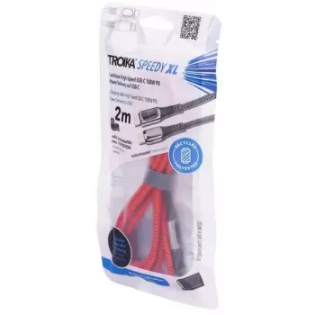 Nabíjací kábel TROIKA SPEEDY XL červený — odolný USB nabíjací kábel, model CBL20/RD
