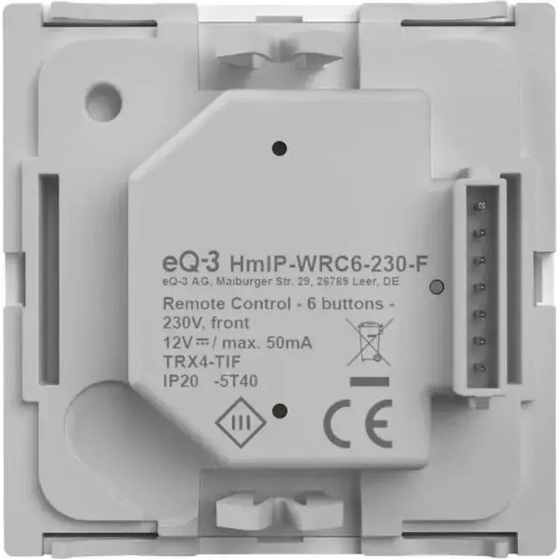 Nástenný spínač panel eQ-3 Homematic IP nástenný tlačidlový 6-násobný plast biely