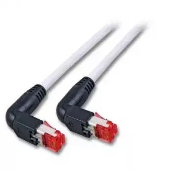 EFB Elektronik K4137GR.1,5 prepojovací kábel RJ45, Cat.6A S/FTP, zalomený 2x90°, 1,5 m, sivý