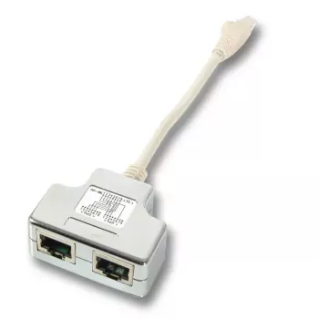 EFB Elektronik K5123.015 T-adaptér, Cat.5e 10/100BaseT/ISDN, RJ45 na 2x RJ45, 0,15 m, strieborný/biely