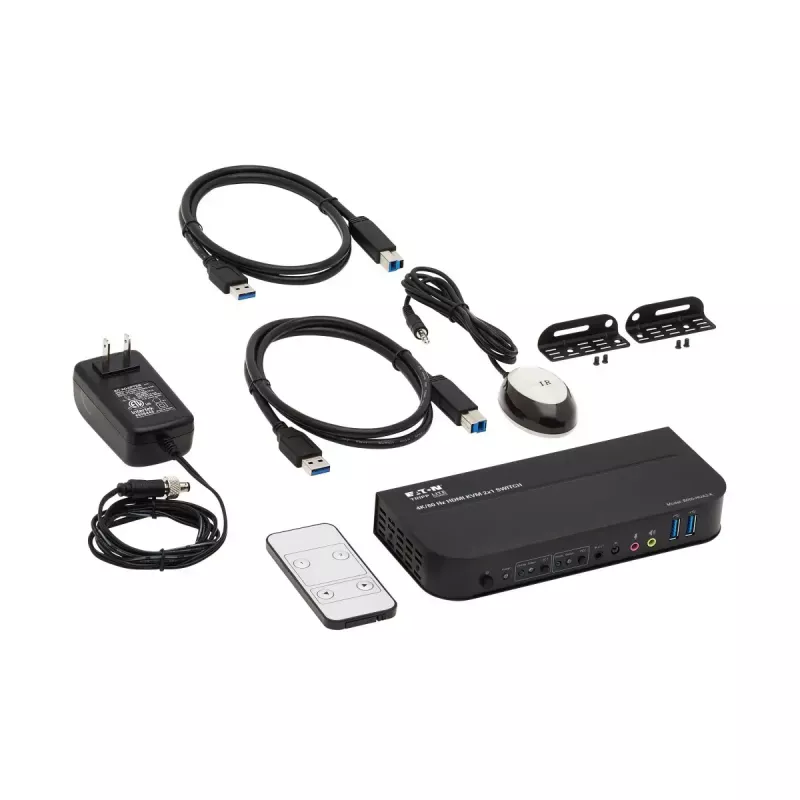 KVM prepínač 2-port HDMI/USB Tripp Lite B005-HUA2-K — 4K 60 Hz, HDR, HDCP 2.2, IR, zdieľanie USB, 1,2 m kábel