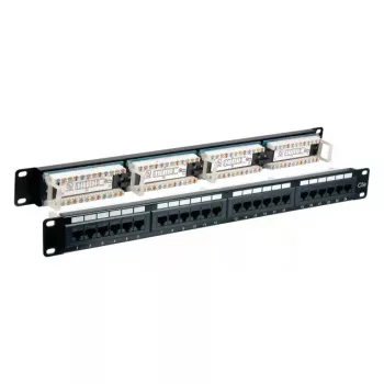 Patchpanel EFB Elektronik 37585.1, 24-port RJ-45, 1HE Rack, 5000 Mbit/s, pozlátené kontakty, čierna