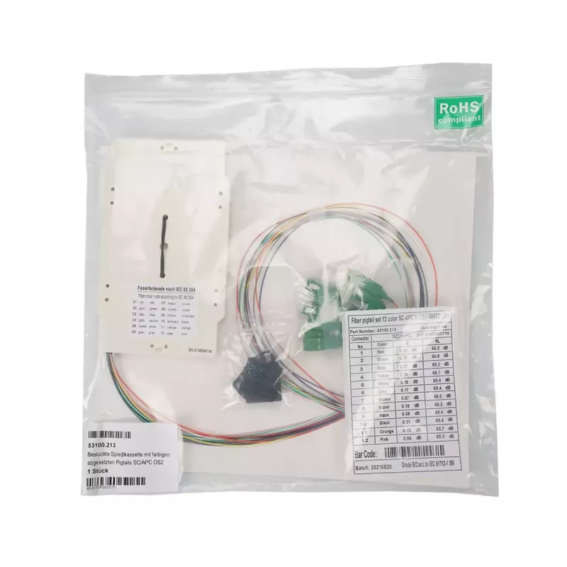 EFB Elektronik 53100.211 Osadená spojovacia kazeta s farebnými pigtailmi SC OS2, 0,8 m