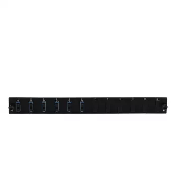 Patch panel príslušenstvo EFB Elektronik SB-FP-S-6SC-D-V-OS2 — 1U racková montáž, 6 SC duplex, čierna, 432×13×43,5 mm