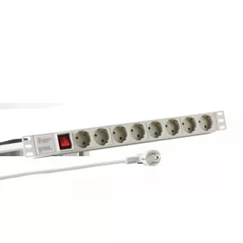 Rozbočovač napájania EFB Elektronik EK631DE.2GR — 2 m kábel, 8 CEE AC zásuviek, interiérový, sivý