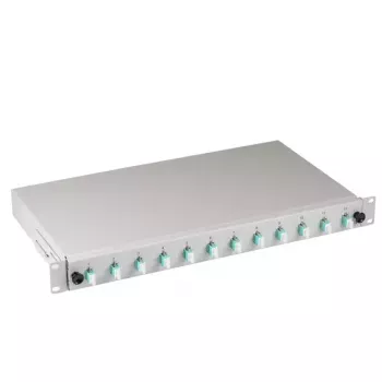 EFB Elektronik B71901L12OM3 Spojovacia škatuľa pre optické vlákna, LC 50/125 µm OM3, 12 pigtailov/6 spojok, 19 palcov, výsuvná
