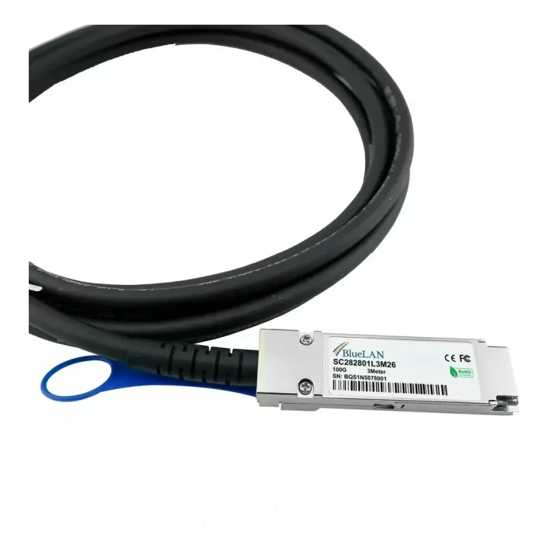 BlueOptics QSFP28 DAC kábel SFP-DAC100-2M-BL 100GBASE-CR4 2 m, čierny