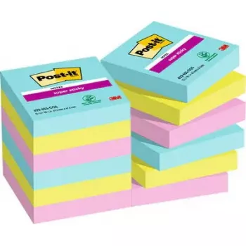 Samolepiaci poznámkový papier Post-It 3M 622-12SS-COS, štvorcový 47,6×47,6 mm, 90 listov, modrá/zelená/ružová