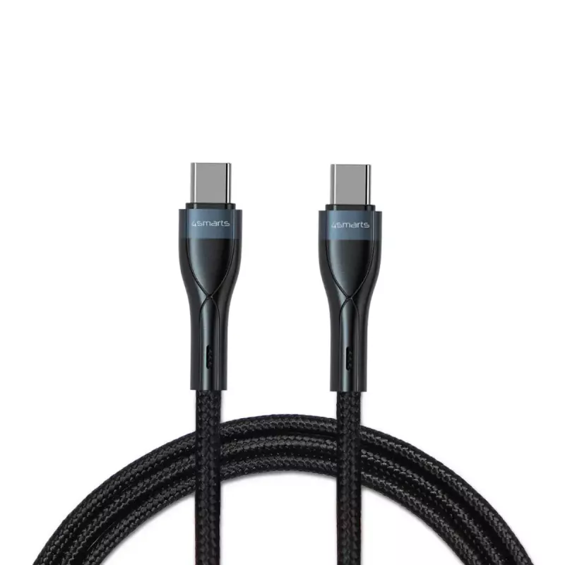 Kábel USB-C na USB-C 1 m, 4smarts 540429, čierny, 0,48 Gbit/s
