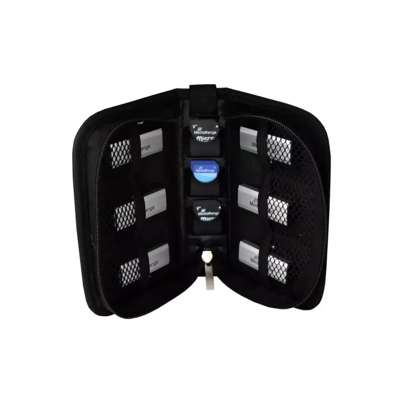 Puzdro na pamäťové karty MediaRange BOX98 pre 3 karty nylon čierny