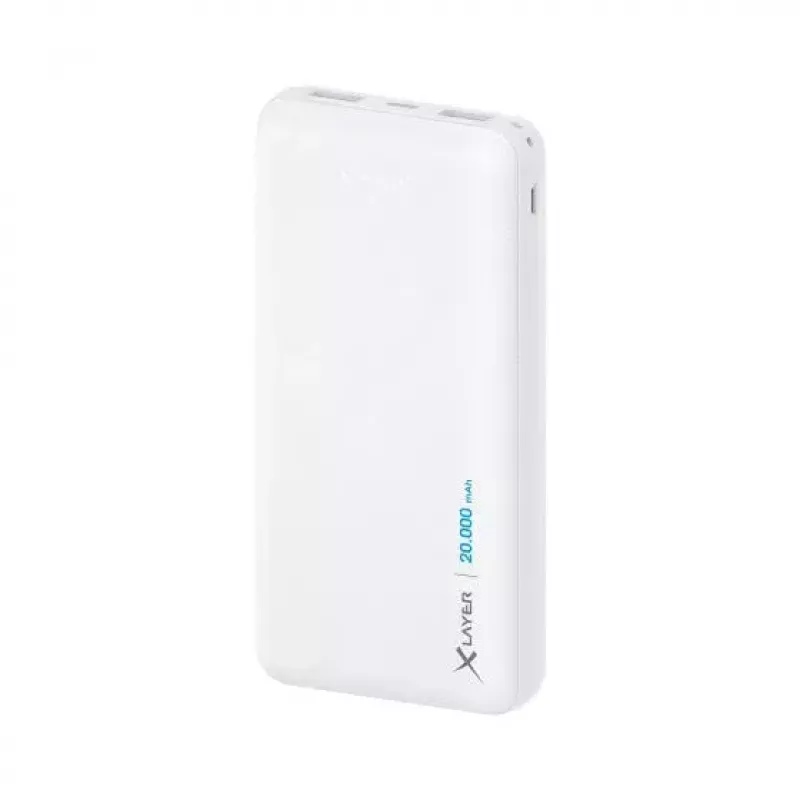 Powerbank XLAYER 217286 — 20000 mAh LiPo, 2× USB-A, 1× USB-C, biela