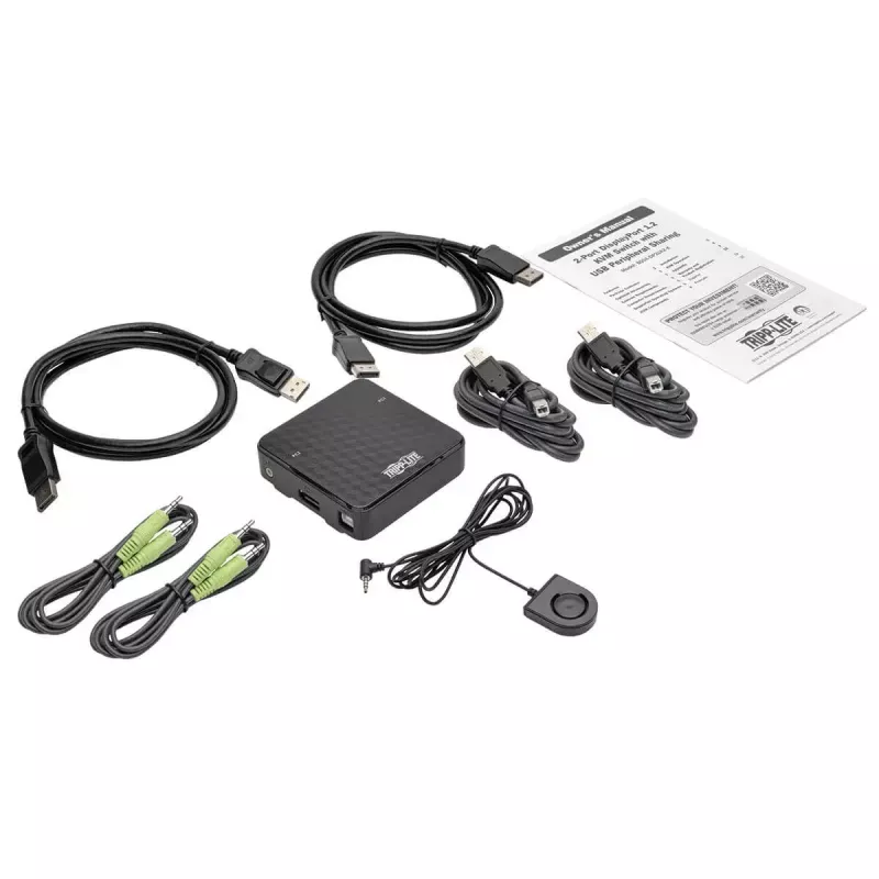 KVM prepínač 2-portový DisplayPort Tripp Lite B004-DP2UA2-K, 4K@60Hz, USB klávesnica/myš, audio, kábel